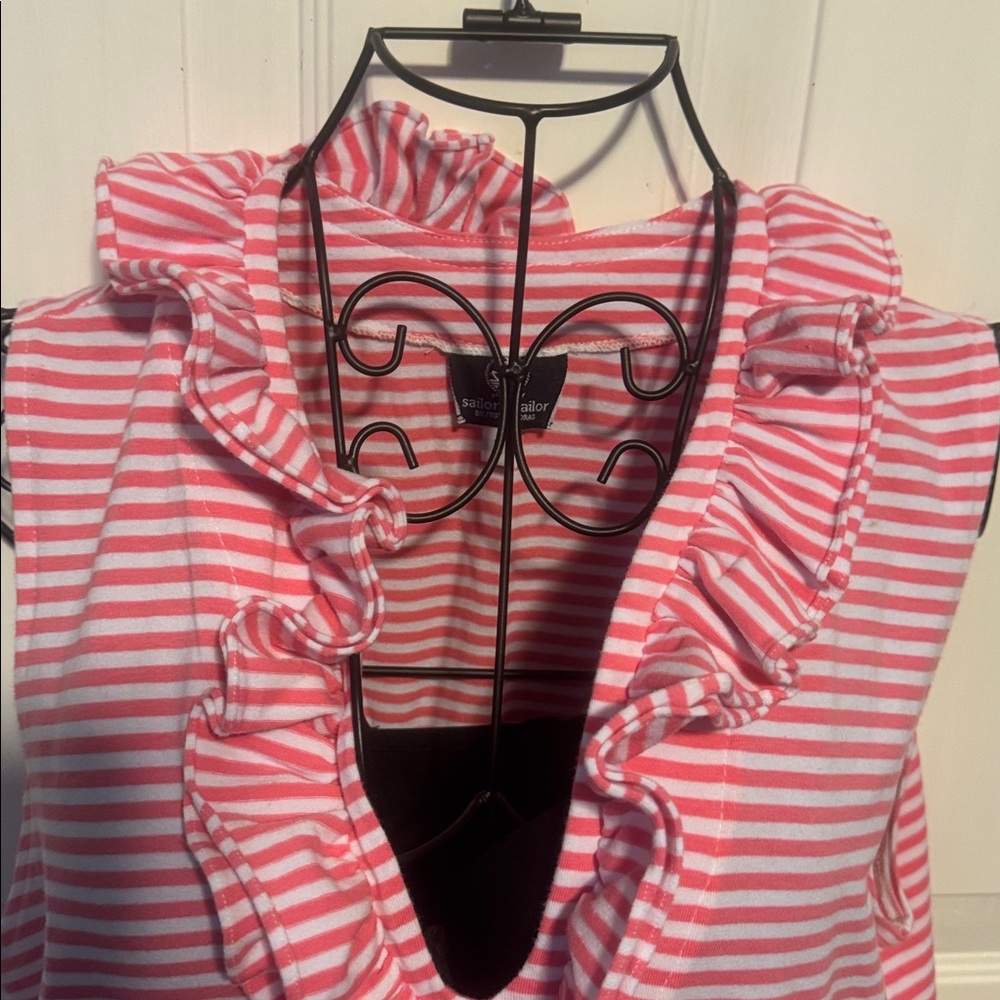 Pink Striped Ruffle Mini Dress - Picture 2 of 4